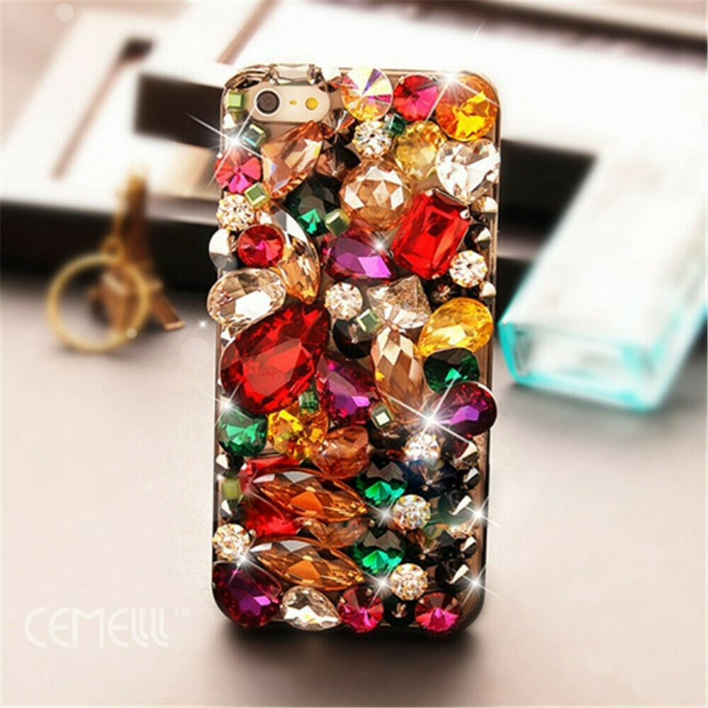 3D Bling Rhinestone Phone Case, Handmade Crystal Diamonds Floral Butterfly Decor Girly Soft Back Protective Cover for Women - Image 8