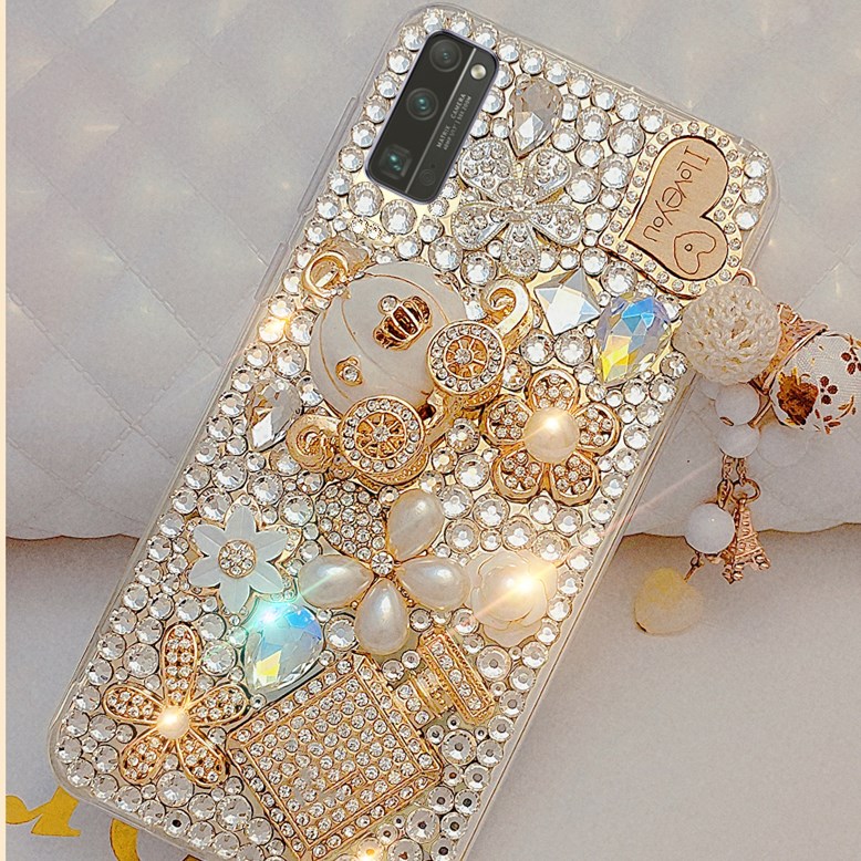 3D Bling Rhinestone Phone Case, Handmade Crystal Diamonds Floral Butterfly Decor Girly Soft Back Protective Cover for Women - Image 5