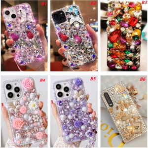 for iPhone 16 Case , 3D Bling Rhinestone Phone Case, Handmade Crystal Diamonds Floral Butterfly Decor Girly Soft Back Protective Cover for Women