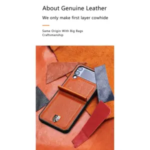 Galaxy Z Flip4 Genuine Leather Folio Case product image
