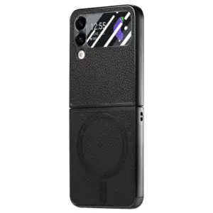 Galaxy Z Flip4 Litchi Texture Magnetic Screen Protector Wallet Case product image