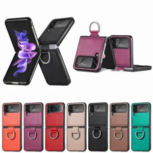 Galaxy Z Flip4 Litchi Texture Ring Wallet Case product image