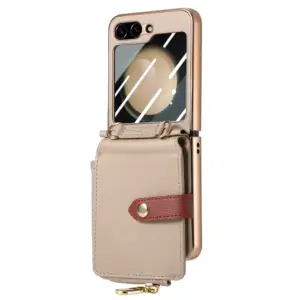 Galaxy Z Flip5 Litchi Texture Zip Wallet Card Wallet Screen Protector Wallet Case product image