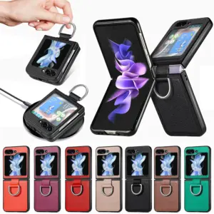 Galaxy Z Flip6 Litchi Texture Ring Wallet Case product image