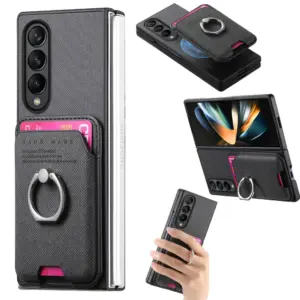 Galaxy Z Fold3 Denim Texture Magnetic Ring Wallet Case product image