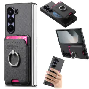 Galaxy Z Fold5 Denim Texture Magnetic Ring Wallet Case product image