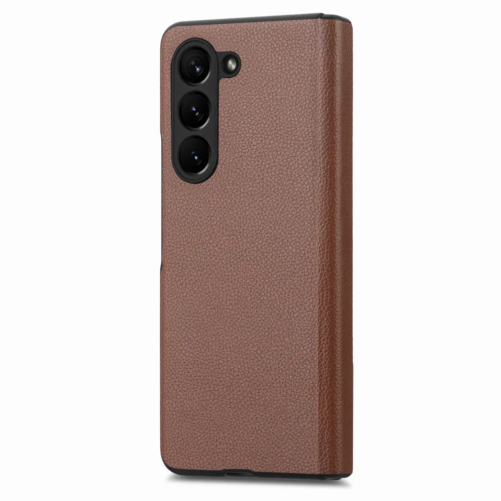 Galaxy Z Fold5 Litchi Texture Magnetic Screen Protector Hinge Protection Wallet Case product image