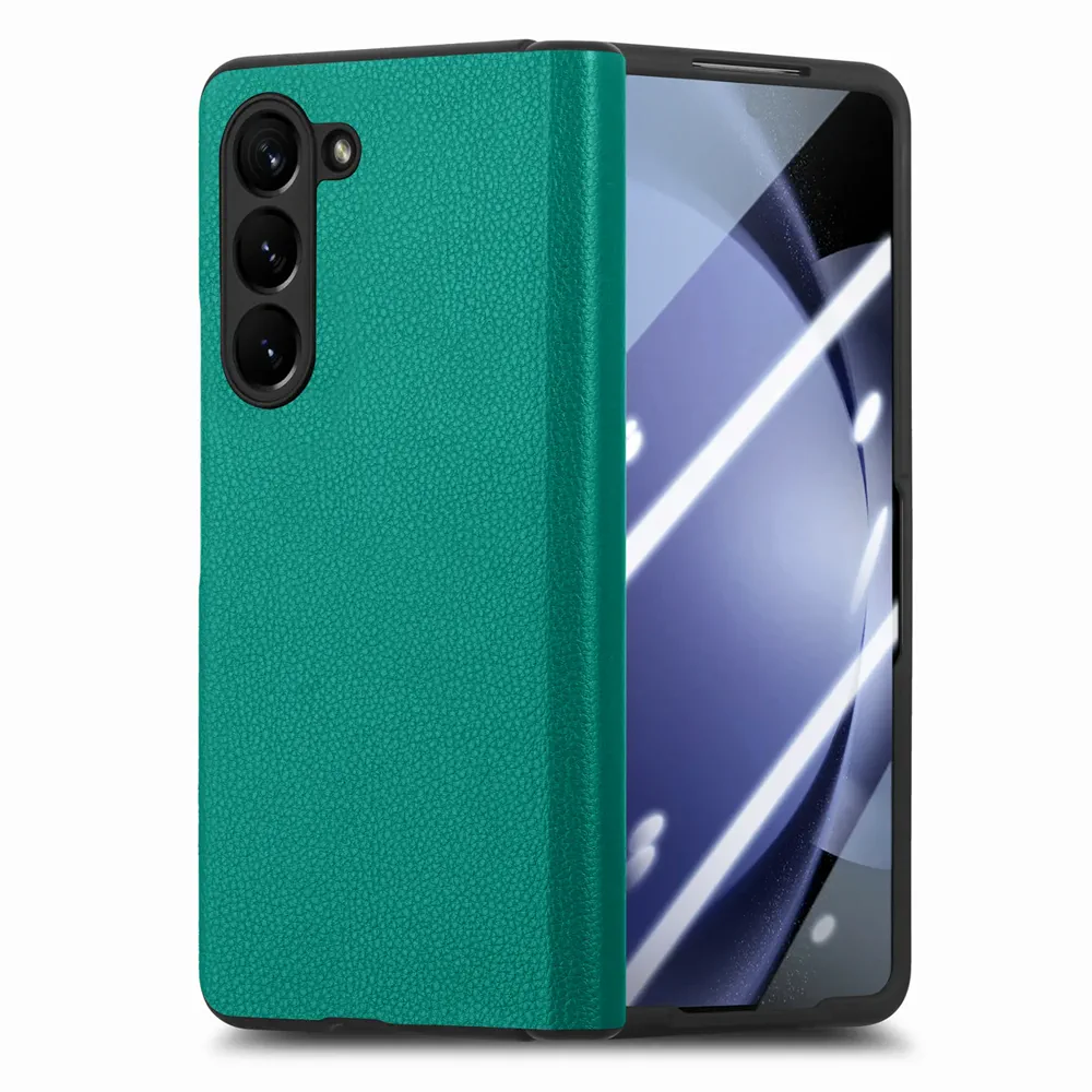 Galaxy Z Fold5 Litchi Texture Magnetic Screen Protector Hinge Protection Wallet Case product image