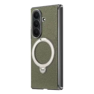 Galaxy Z Fold7 Litchi Texture Magnetic Kickstand Wallet Case product image