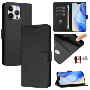 iphone 16 pro max Smile RFID Blocking Wrist Strap Wallet Case product image