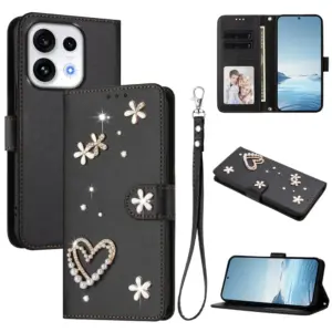 OPPO RENO 16 Rhinestone Double Heart Wallet Case product image