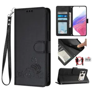 Honor 600 5G Cat RFID Blocking Lanyard Wallet Case product image