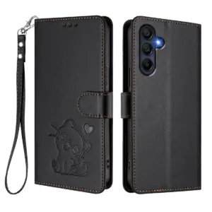 Samsung Galaxy A18 Heart Cat Lanyard Wallet Case product image