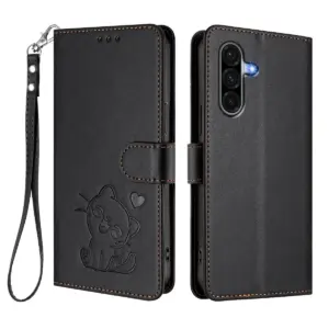 Samsung Galaxy A18 Heart Cat Lanyard Wallet Case product image