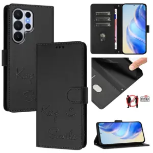 Samsung Galaxy S26 Ultra Smile RFID Blocking Wrist Strap Wallet Case product image