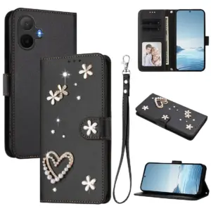 TCL K70 NxtPaper Rhinestone Double Heart Wallet Case