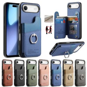 iPhone 17 Air Denim Texture Card Wallet Ring Side-Open Wallet Case product image