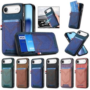 iPhone 17 Air Denim Texture Vintage Card Slot Wallet Case product image