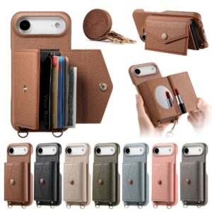 iPhone 17 Air Edge-Painted Lanyard Card Wallet Side-Open Mirror Wallet Case product image