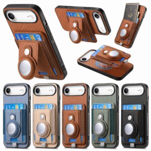 iPhone 17 Air Fiber Texture Magnetic AirTag Holder Case product image