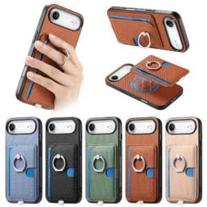 iPhone 17 Air Fiber Texture Magnetic Card Wallet Card Slot Ring Wallet Case product image