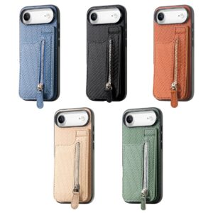 iPhone 17 Air Fiber Texture Zip Flip Wallet Case product image
