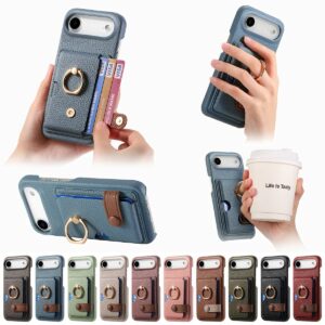 iPhone 17 Air Litchi Texture Edge-Painted Card Wallet Ring Wallet Case product image