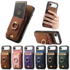 iPhone 17 Air Vintage Magnetic Flip Ring Wallet Case product image