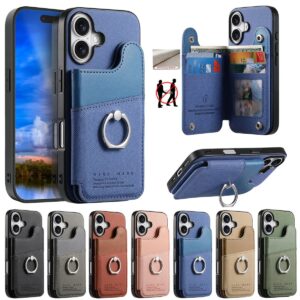 iPhone 17 Denim Texture Card Wallet Ring Side-Open Wallet Case product image