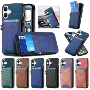 iPhone 17 Denim Texture Vintage Card Slot Wallet Case product image