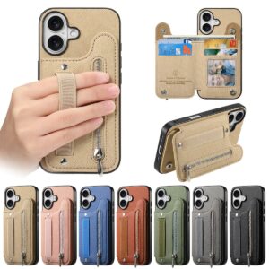 iPhone 17 Denim Texture Wrist Strap Card Wallet Side-Open Wallet Case product image