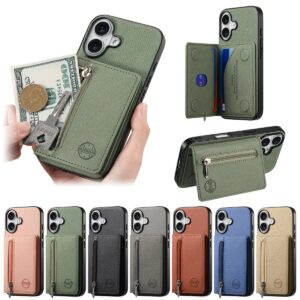 iPhone 17 Denim Texture Zip Card Wallet Magnetic Clasp Wallet Case product image