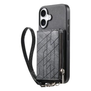 iPhone 17 Diagonal Fabric Texture Zip Card Wallet Magnetic Clasp Wallet Case product image