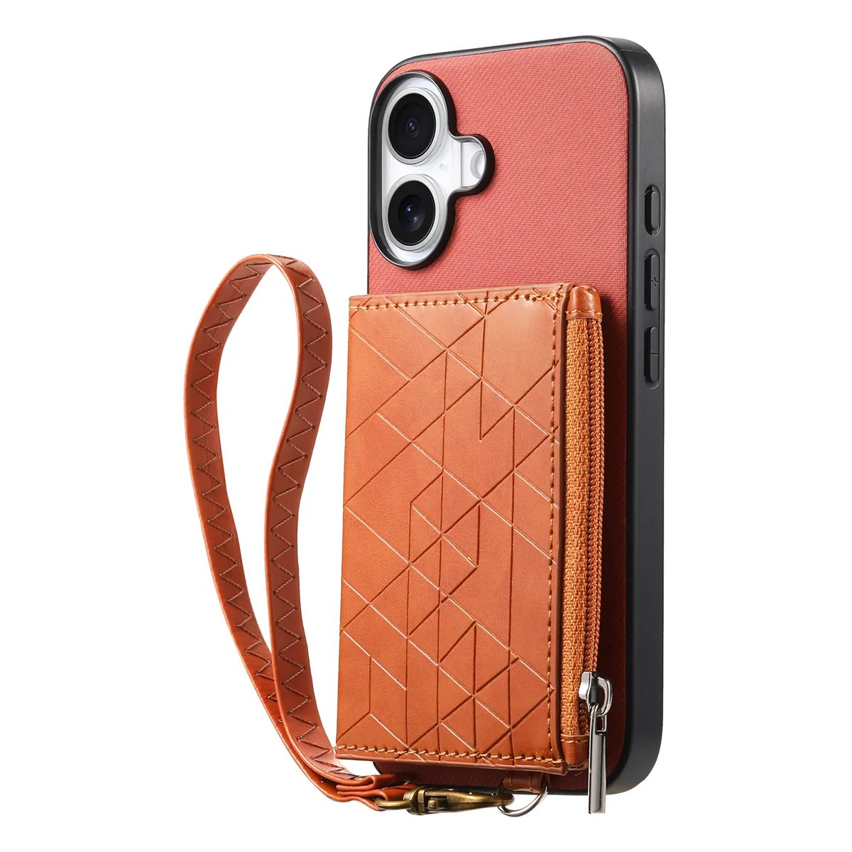 iPhone 17 Diagonal Fabric Texture Zip Card Wallet Magnetic Clasp Wallet Case product image