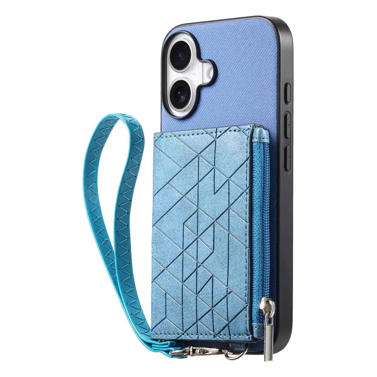 iPhone 17 Diagonal Fabric Texture Zip Card Wallet Magnetic Clasp Wallet Case product image