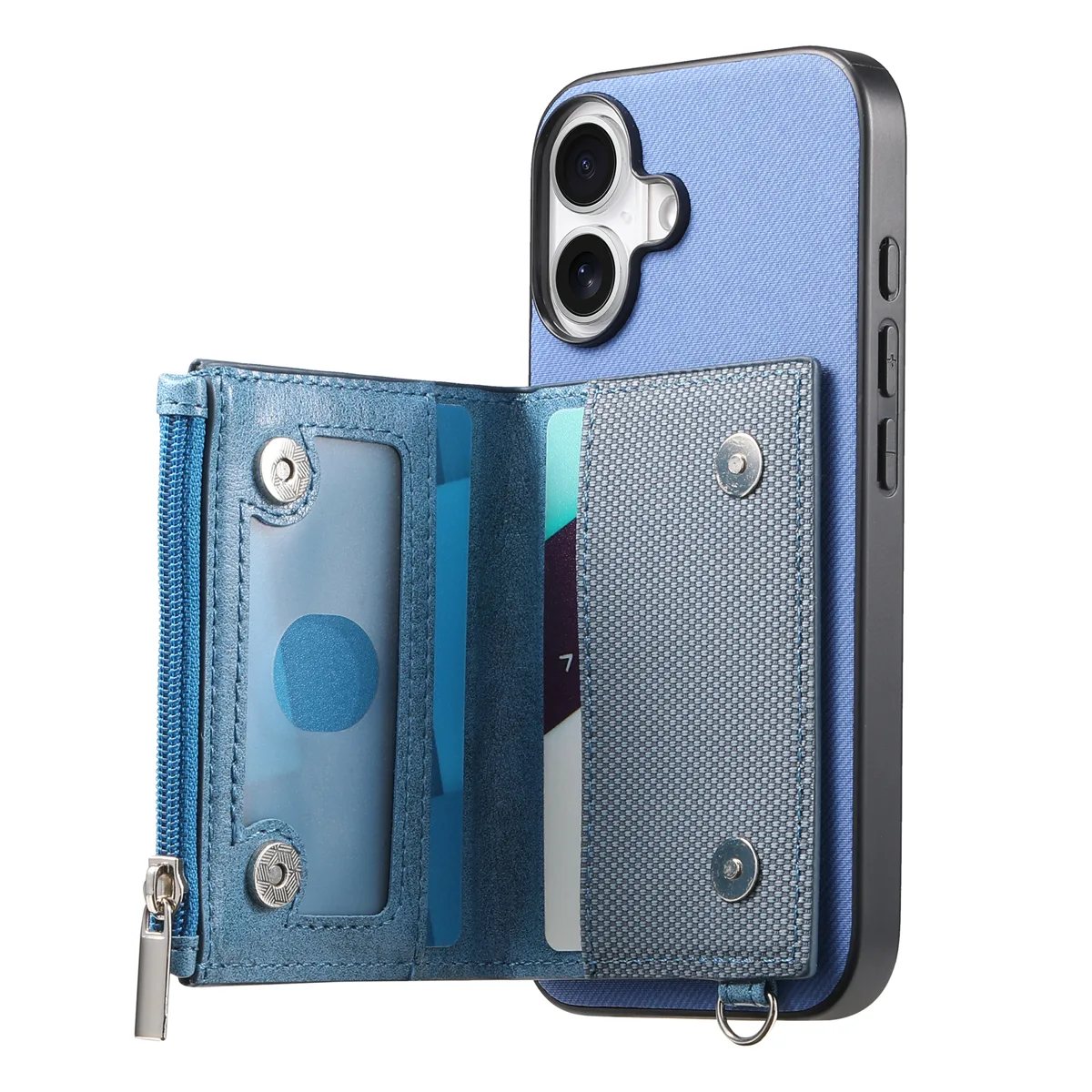 iPhone 17 Diagonal Fabric Texture Zip Card Wallet Magnetic Clasp Wallet Case product image