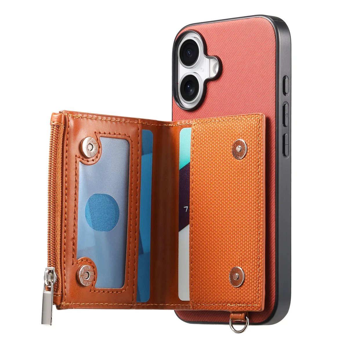 iPhone 17 Diagonal Fabric Texture Zip Card Wallet Magnetic Clasp Wallet Case product image