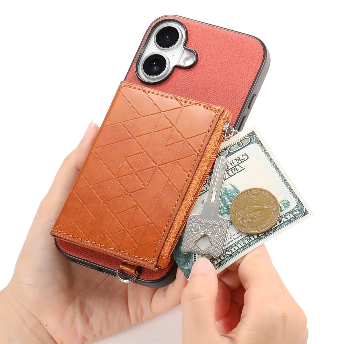 iPhone 17 Diagonal Fabric Texture Zip Card Wallet Magnetic Clasp Wallet Case product image