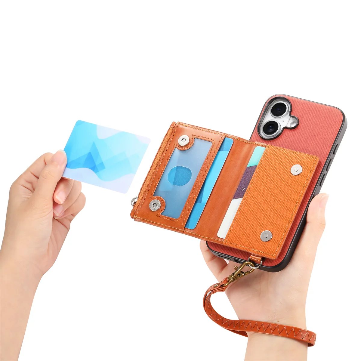 iPhone 17 Diagonal Fabric Texture Zip Card Wallet Magnetic Clasp Wallet Case product image