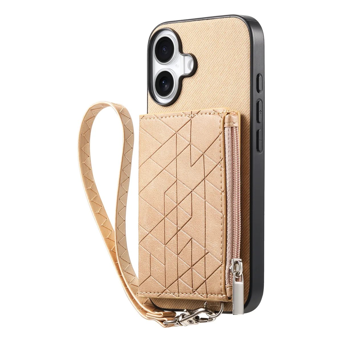 Default iPhone 17 Diagonal Fabric Texture Zip Card Wallet Magnetic Clasp Wallet Case product image