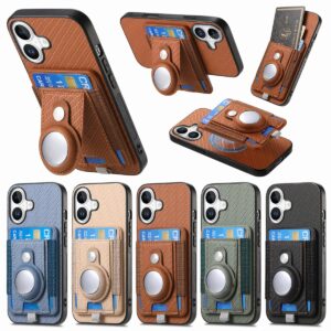 iPhone 17 Fiber Texture Magnetic AirTag Holder Case product image
