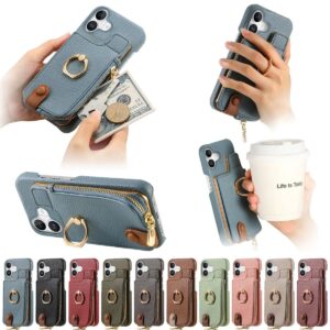 iPhone 17 Litchi Texture Edge-Painted Flip Plated Folio Case product image