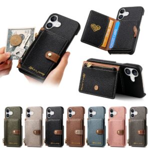 iPhone 17 Litchi Texture Edge-Painted Side-Open Folio Case product image