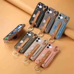 iPhone 17 Litchi Texture Wrist Strap Case product image