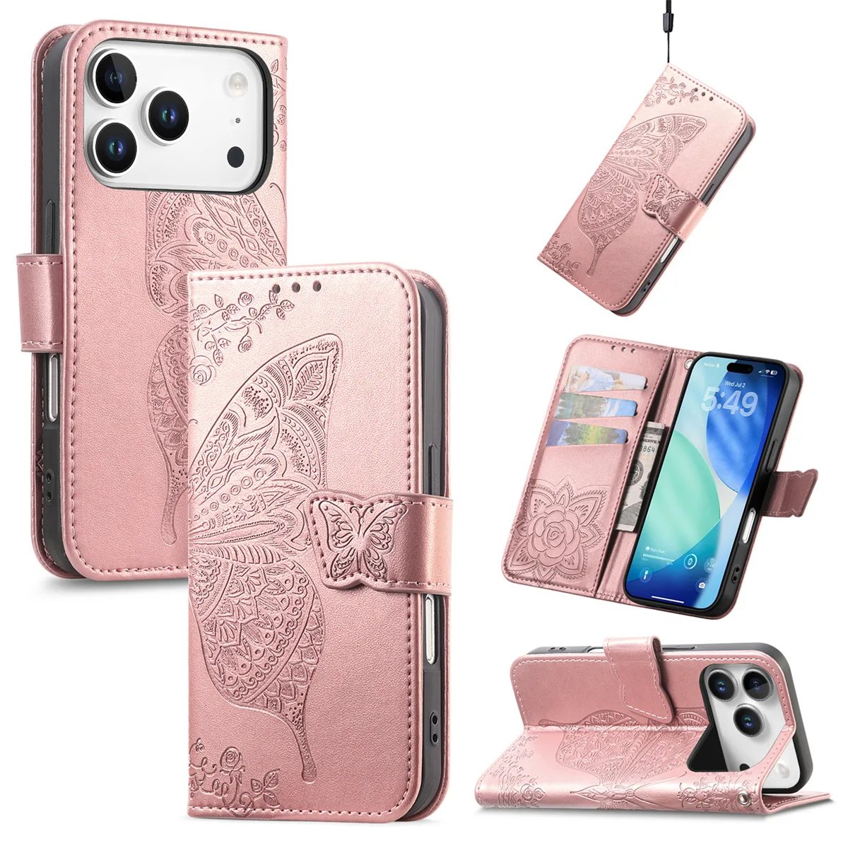 Color A iPhone 17 Pro Clasp Floral Butterfly Case product image