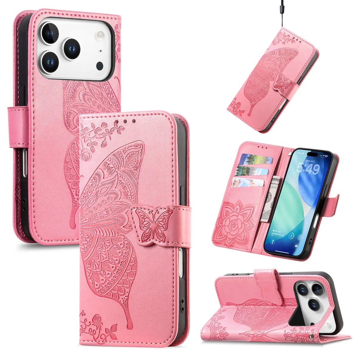 Color C iPhone 17 Pro Clasp Floral Butterfly Case product image