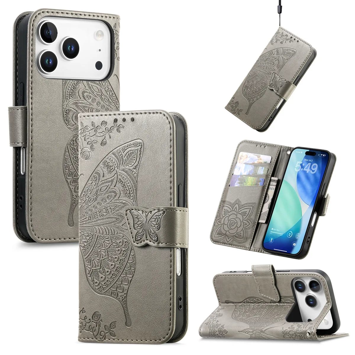 Color D iPhone 17 Pro Clasp Floral Butterfly Case product image