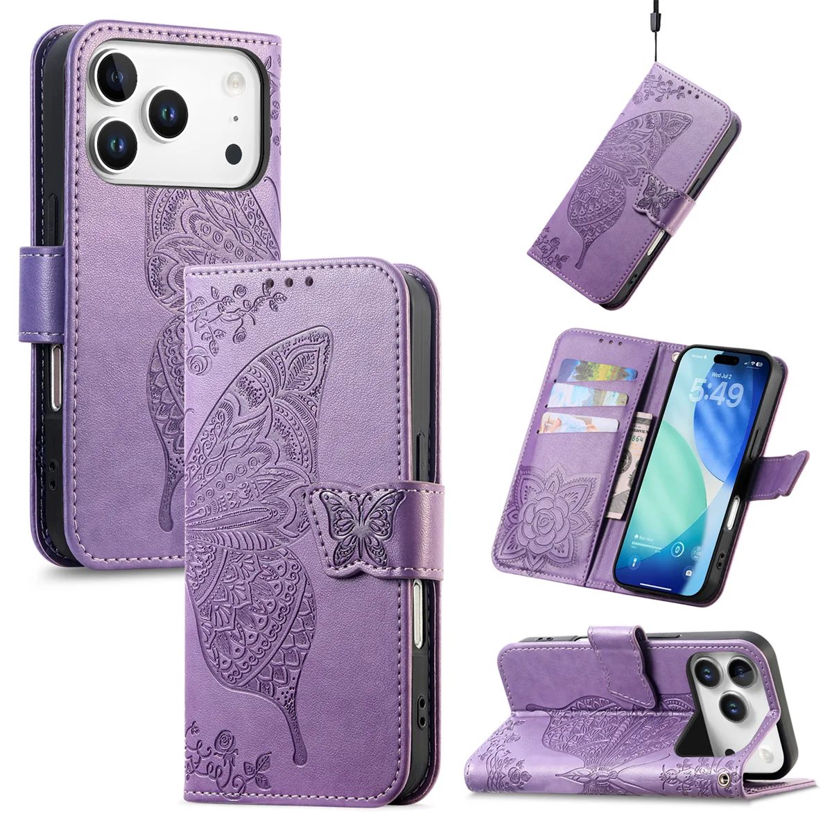 Color F iPhone 17 Pro Clasp Floral Butterfly Case product image