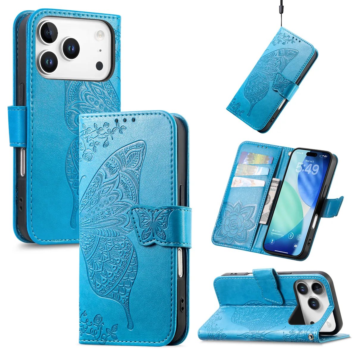 Color G iPhone 17 Pro Clasp Floral Butterfly Case product image