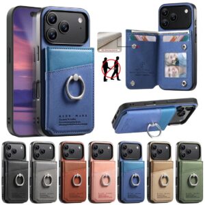 iPhone 17 Pro Max Denim Texture Card Wallet Ring Side-Open Wallet Case product image